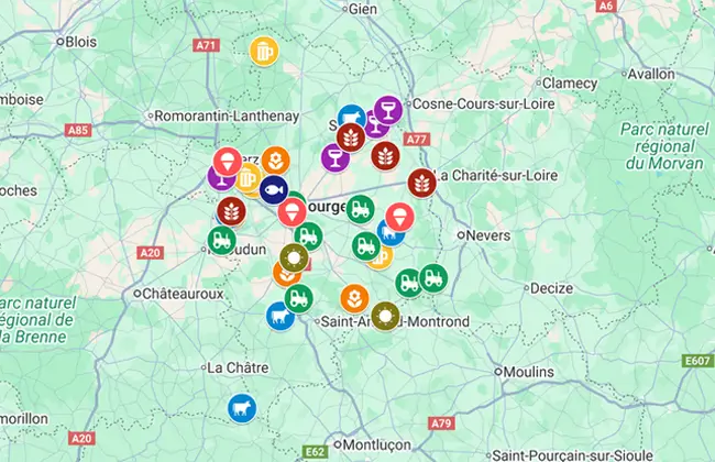 carte situant les producteurs