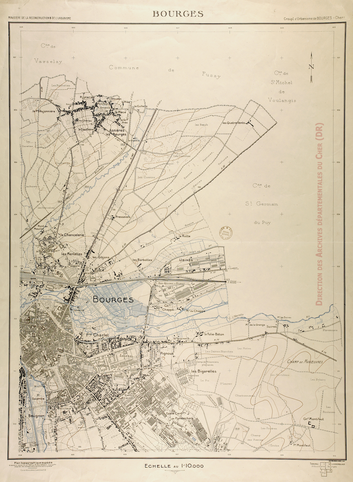 Plan De 1947 Croissance Urbaine De Bourges